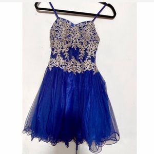 NEW Blue Size 3 Junior Tulle Mesh Mini Dress